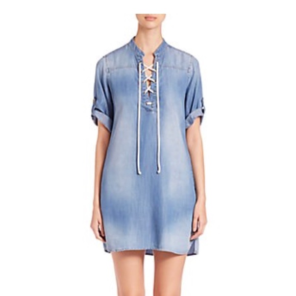 denim lace up dress